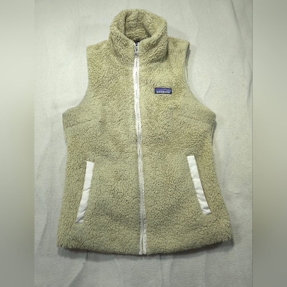 Patagonia Womens Vest Extra Small Beige Los Gatos Sherpa Full Zip Sweater Jacket